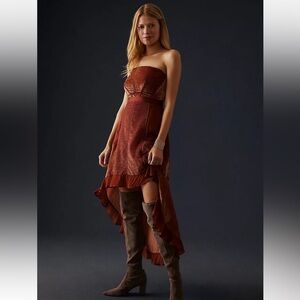 Anthropologie Velvet Asymmetrical Dress Sz 12‎